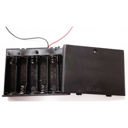 Portabatterie rettangolare con interruttore per 6 stilo