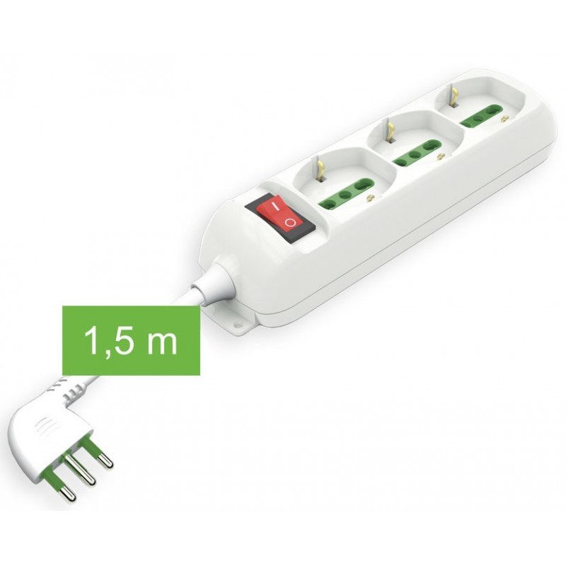 Multipresa 1 presa universale 2 bivalenti 2 USB con interruttore e