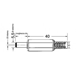 Presa alimentatore  DC volante con guida cavo 14mm