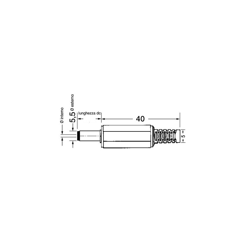 Presa alimentatore  DC volante con guida cavo 14mm