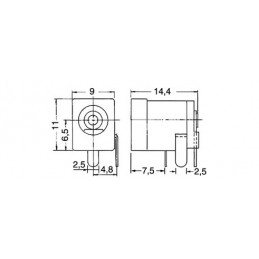 Spina alimentazione da pannello 5,5 per 2,1mm