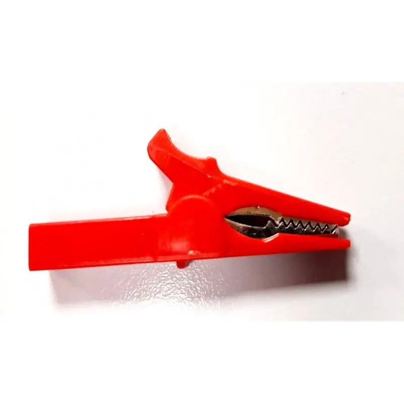 Pinza a coccodrillo con presa per spinotto a banana 4 mm rossa Pinza a coccodrillo con presa per spinotto a banana 4 mm rossa