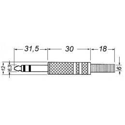 Spina jack 6,3mm stereo con guida cavo in metallo dorato