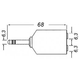 Adattatore da spina 6,3mm stereo a 2 prese 6,3mm stereo