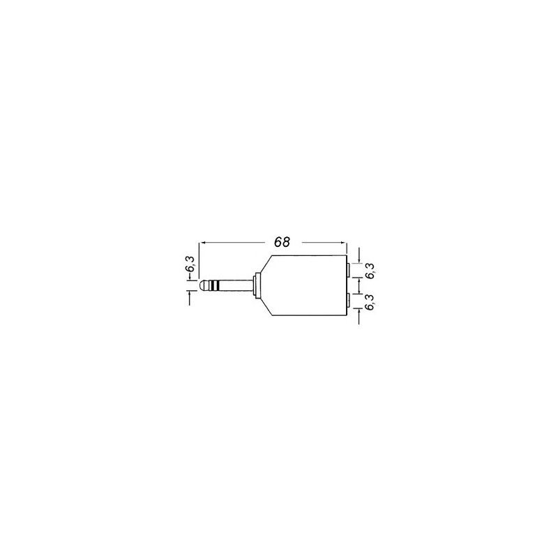 Adattatore da spina 6,3mm stereo a 2 prese 6,3mm stereo