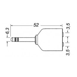 Adattatore da spina 6,3mm stereo a 2 prese per 3,5mm stereo