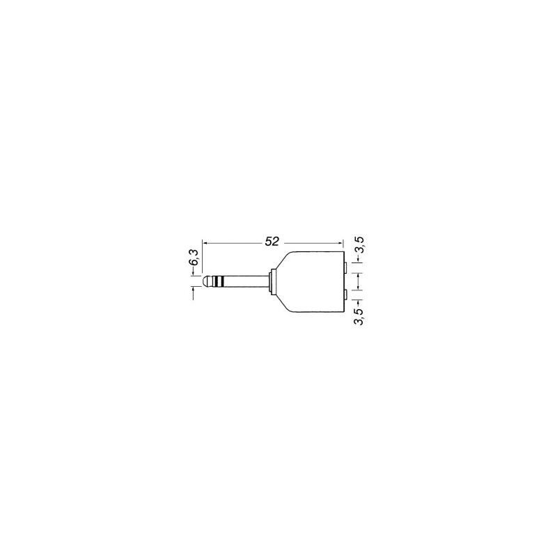 Adattatore da spina 6,3mm stereo a 2 prese per 3,5mm stereo