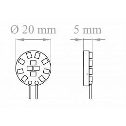 Lampada LED SMD di minime dimensioni 1.8W - 12V attacco G4 4000K Lampo misure