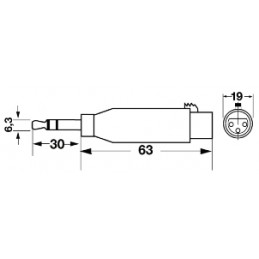 Adattatore microfonico da presa 3 poli a spina jack 6,3mm stereo