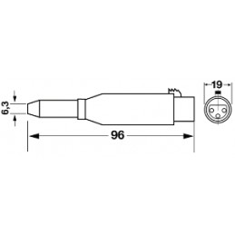 Adattatore microfonico da presa 3 poli a presa jack 6,3mm mono