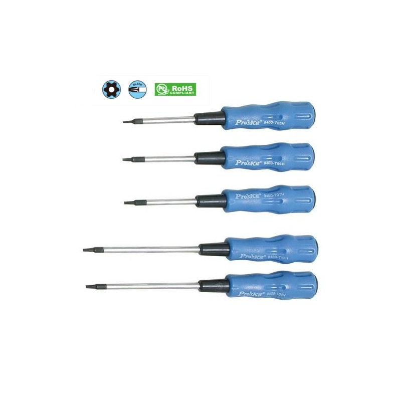 Set 5 pezzi giraviti Torx con foro SW-2125H