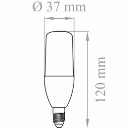 Lampada led tubolare E14 10W 3000K Luce calda Lampo misure