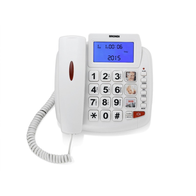 Telefono Fisso con Filo Bravo 90 LCD Brondi Bianco