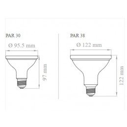 Lampada PAR 30 E27 IP65 10W 230V 38  3000K scheda tecnica