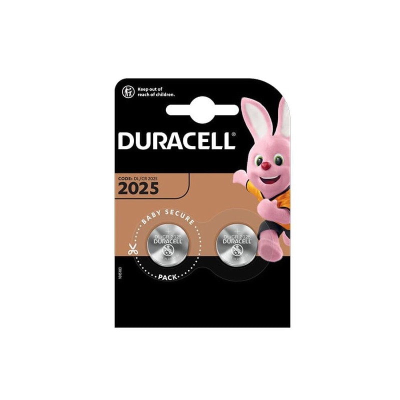 Batteria Lithio CR2025 Duracell confezione due pezzi