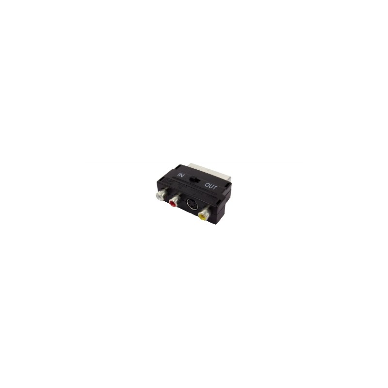 Adattatore scart e prese con commutatore 3RCA colore nero