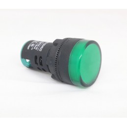 Segnalatore luminoso da pannello in plastica 12V verde morsetti a vite 22MM