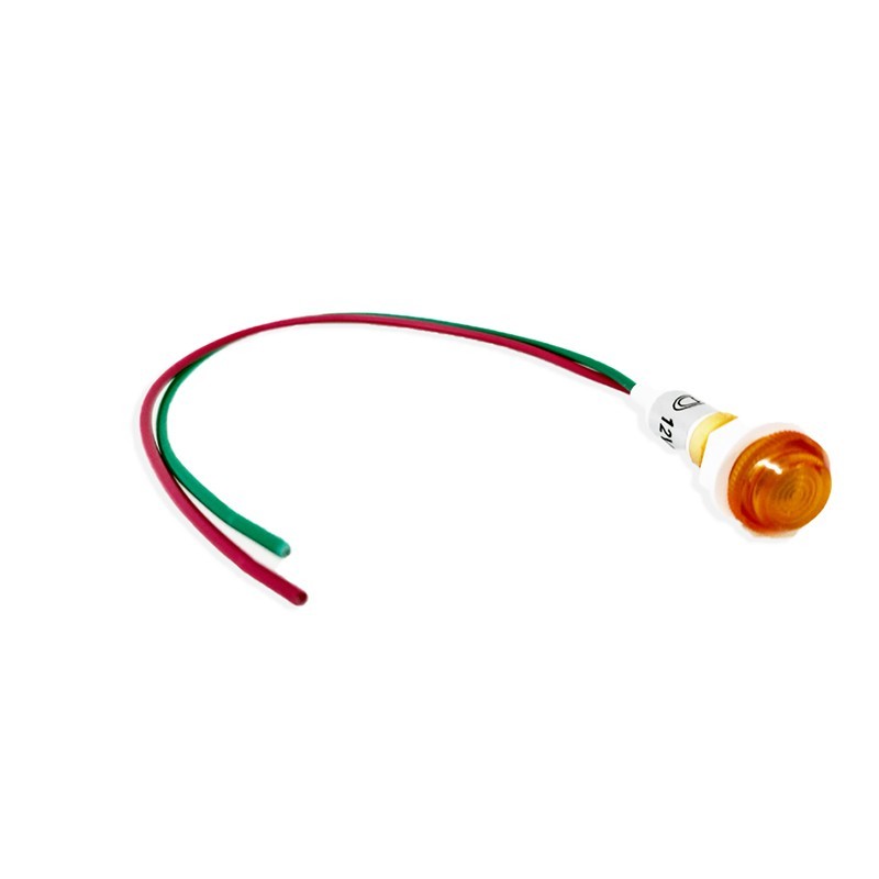 Spia luminosa da pannello in plastica 12V gialla Foro 10mm