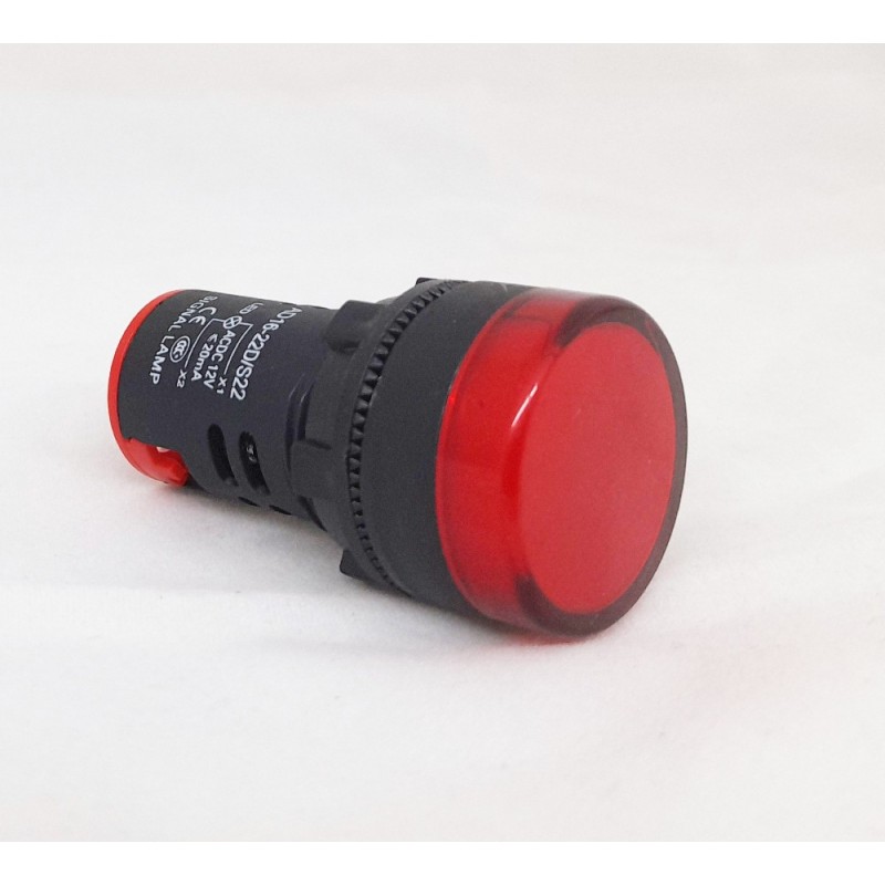 Segnalatore da pannello in plastica 24V rossa morsetti a vite 22 MM Segnalatore da pannello in plastica 24V rossa morsetti a vite 22 MM