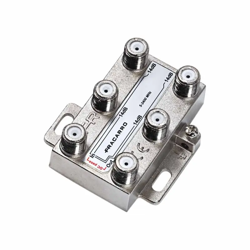Derivatore 4 vie con attenuazione 12dB connettore F TV e Satellite Fracarro DE4-12 Derivatore 4 vie con attenuazione 12dB connettore F TV e Satellite Fracarro DE4-12