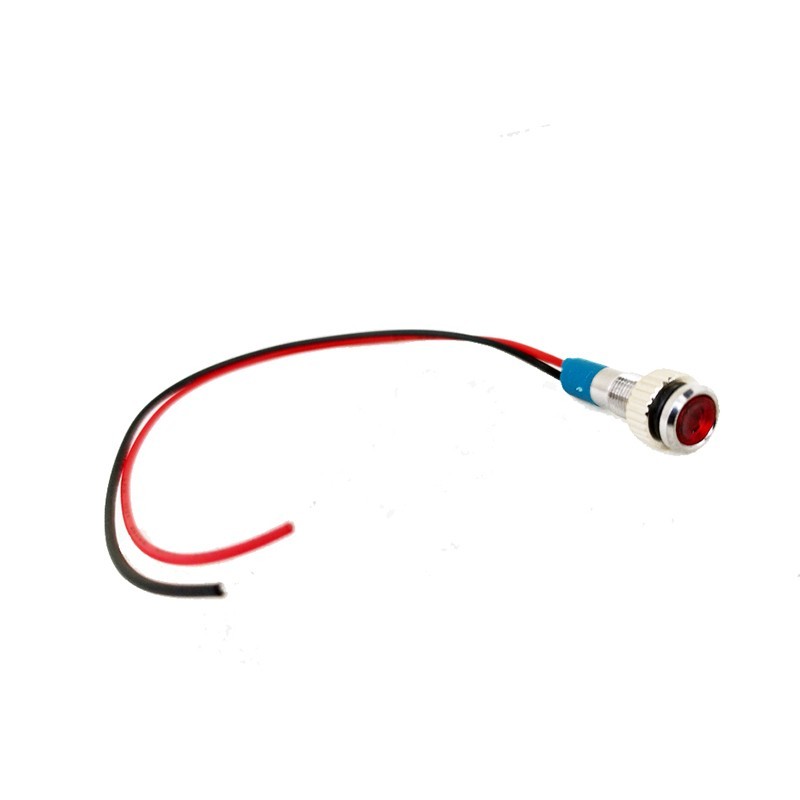 Spia da pannello in metallo a led 12V rossa foro 6MM