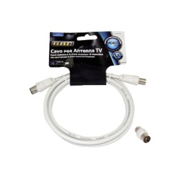 Cavo Antenna TV Spina/Presa Bianco 1,5mt con Adattatore Spina/Spina GBC2