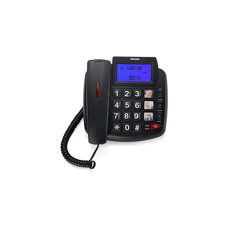 Telefono Fisso con Filo Bravo 90 LCD Brondi Nero