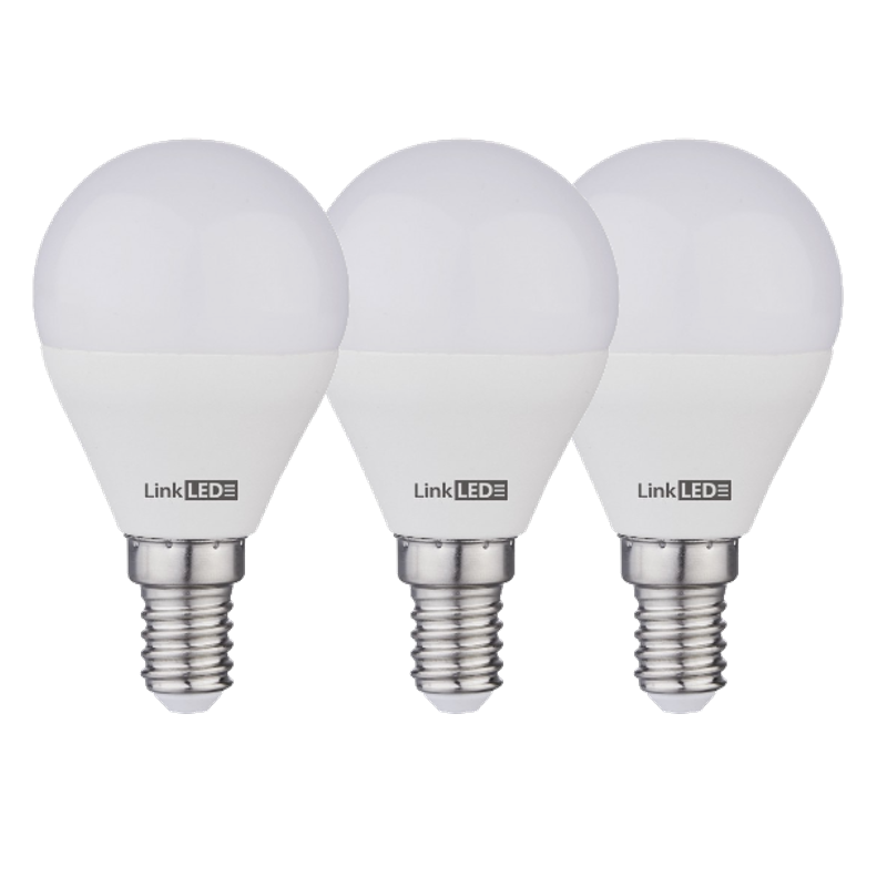 Kit tre Lampada led a sfera E14 8W 4000K luce naturale Linkled