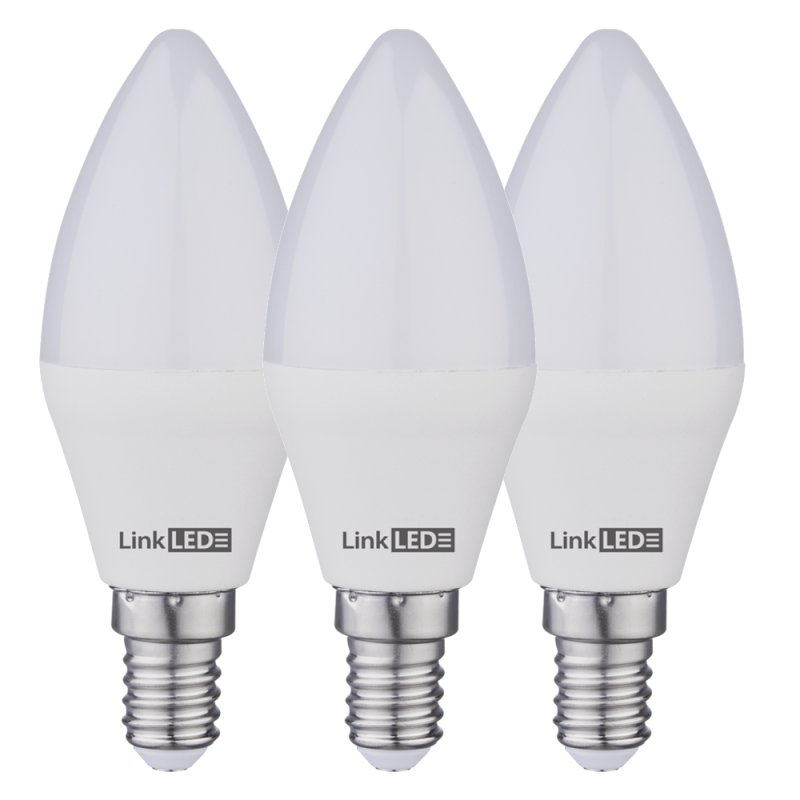 Kit tre Lampade led oliva E14 8W 3000K luce calda Linkled