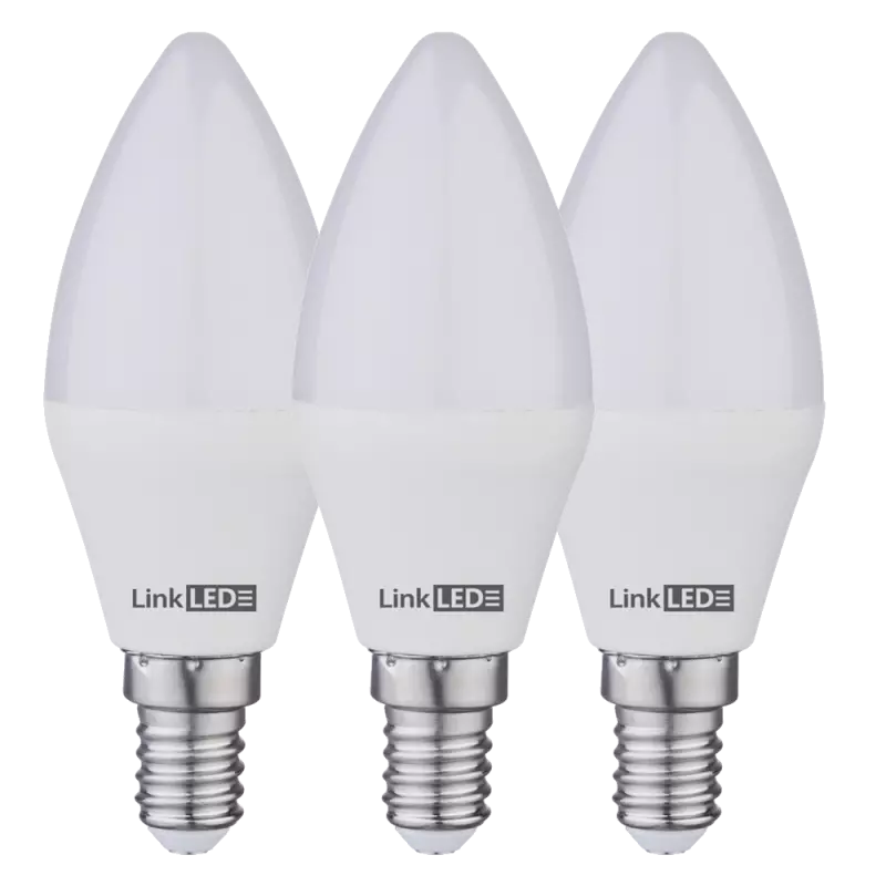 Kit tre Lampade led oliva E14 8W 3000K luce calda Linkled Kit tre Lampade led oliva E14 8W 3000K luce calda Linkled