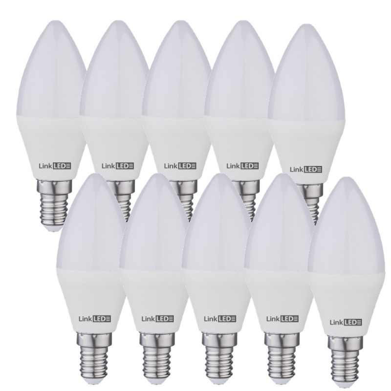 Kit dieci lampade a Led oliva 8W E14 6000K Luce fredda Linkled