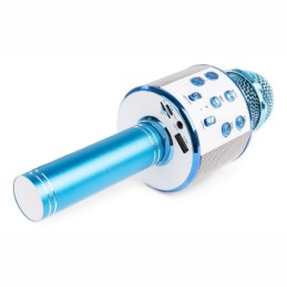 Microfono a Batteria per Karaoke con Speaker Bluetooth e MP3 integrati - Blu (2)