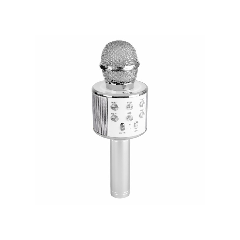 Microfono a Batteria per Karaoke con Speaker Bluetooth e MP3 integrati - Silver