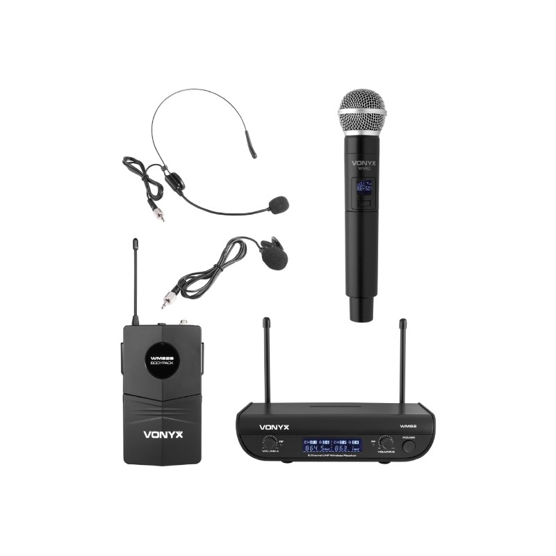 Kit Radiomicrofono 2 canali UHF 863,10MHZ + 864,50MHZ VONYX