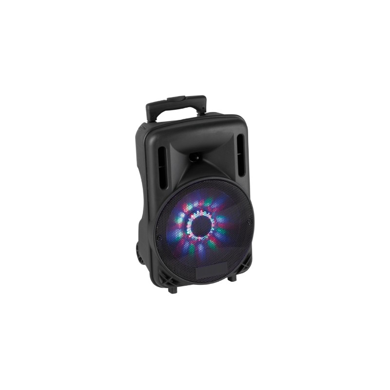 (1) Box Audio attivo 10" 450W a Batteria con Bluetooth USB SD MP3 ECHO DISCO LED  e Trolley