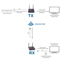 (2) Estensore HDMI Wireless 1080P 100M Wireless Dualband con Loopout e IR