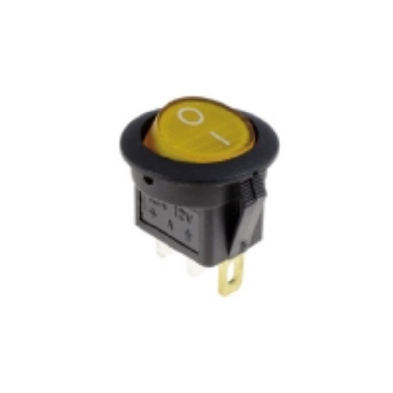 Interruttore a bilanciere luminoso 12V giallo ON-OFF diametro 23 Interruttore a bilanciere luminoso 12V giallo ON-OFF diametro 23
