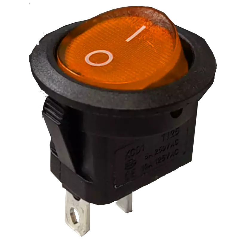 Interruttore a bilanciere luminoso 220V giallo ON-OFF diametro 23 Interruttore a bilanciere luminoso 220V giallo ON-OFF diametro 23
