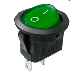 Interruttore a bilanciere luminoso 12V verde ON-OFF diametro 23 mm