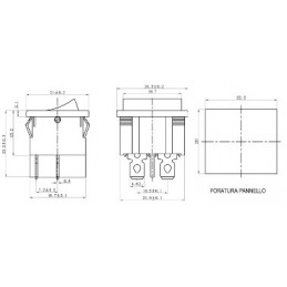 dimensioni Interruttore bipolare a bilanciere luminoso 220V giallo ON-OFF