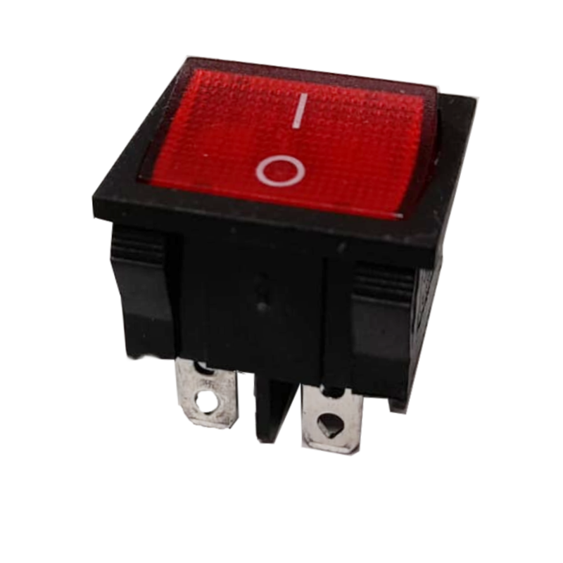 Interruttore bipolare a bilanciere luminoso 220V rosso 24x21mm