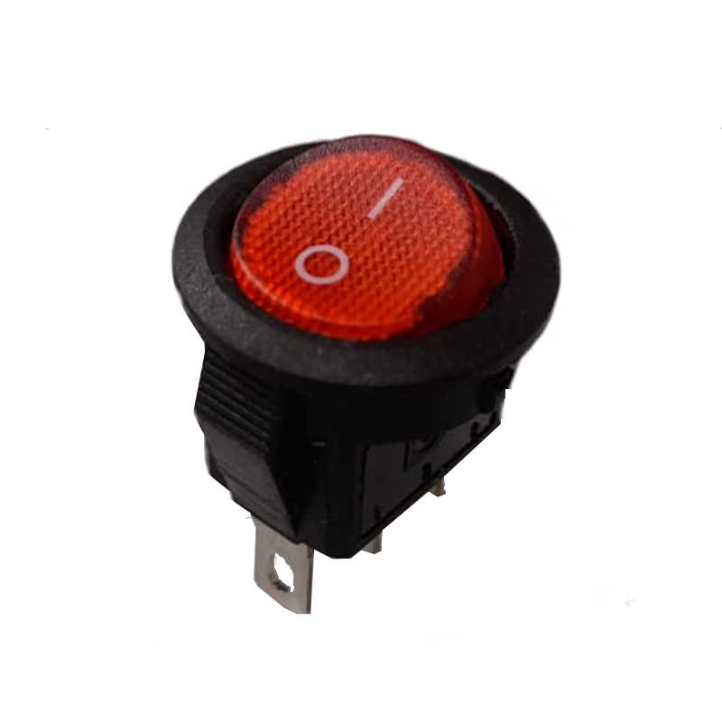 Mini interruttore a bilanciere  luminoso  220V rosso ON-OFF diametro 16