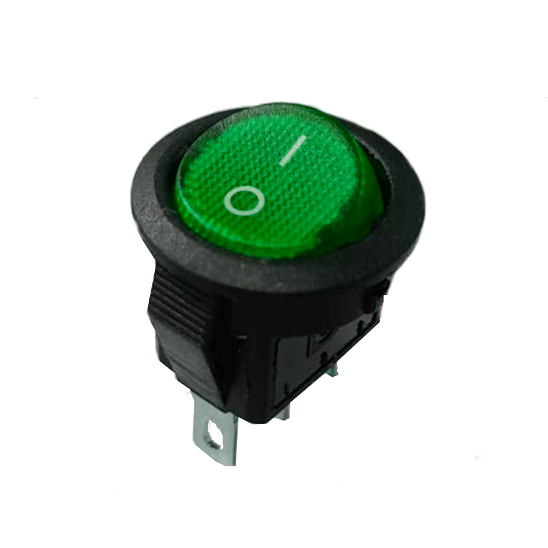 Mini interruttore a bilanciere luminoso 220V verde diametro 16 mm