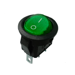 Mini interruttore a bilanciere luminoso 12V verde ON-OFF diametro 16 mm