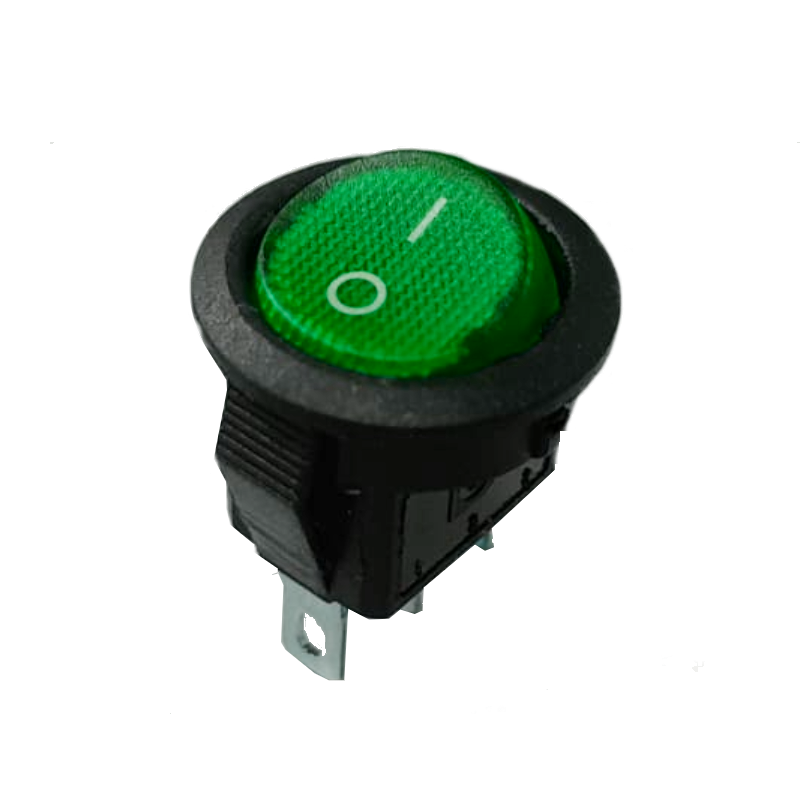 Mini interruttore a bilanciere luminoso 12V verde ON-OFF diametro 16 mm