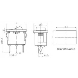 dimensioni Interruttore a bilanciere luminoso rosso 12V ON-OFF 21x15mm