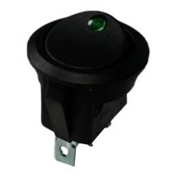 Interruttore a bilanciere rotondo luminoso verde 12V diametro 23 mm