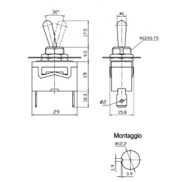 Interruttore unipolare a leva 10A terminali faston 6,3