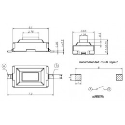 Micropulsante in SMD dimensione 3,5 mmx 6,1 mmx 2,5 mm dimensioni