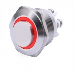 Pulsante antivandalo NA diametro16MM luminoso rosso 24V IP65